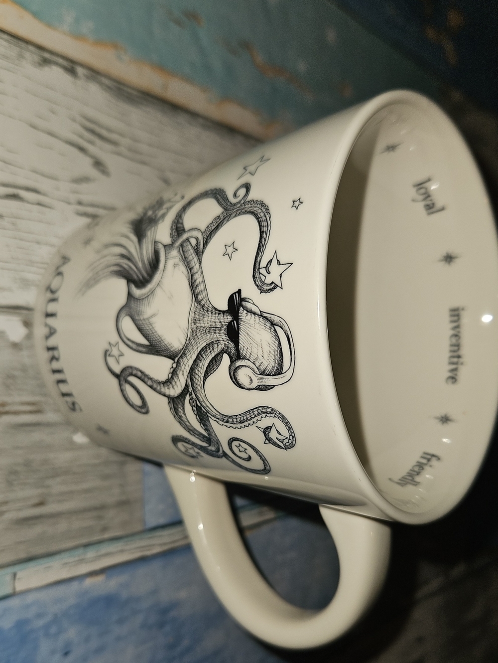 Williams Sonoma *Aquarius* Ceramic Mug in White and Black